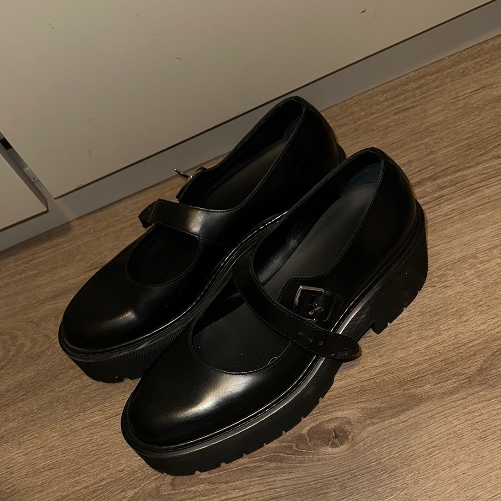 HERMES Calfskin Hoxton Black Oxford Platform MaryJanes size 40 - Picture 2 of 9